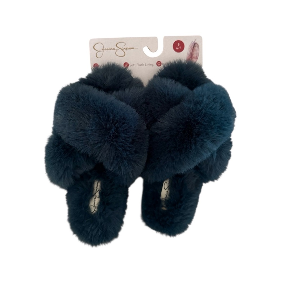 Jessica Simpson Faux Fur Memory Foam Plush Slippers Small 6-7 BRAND NEW